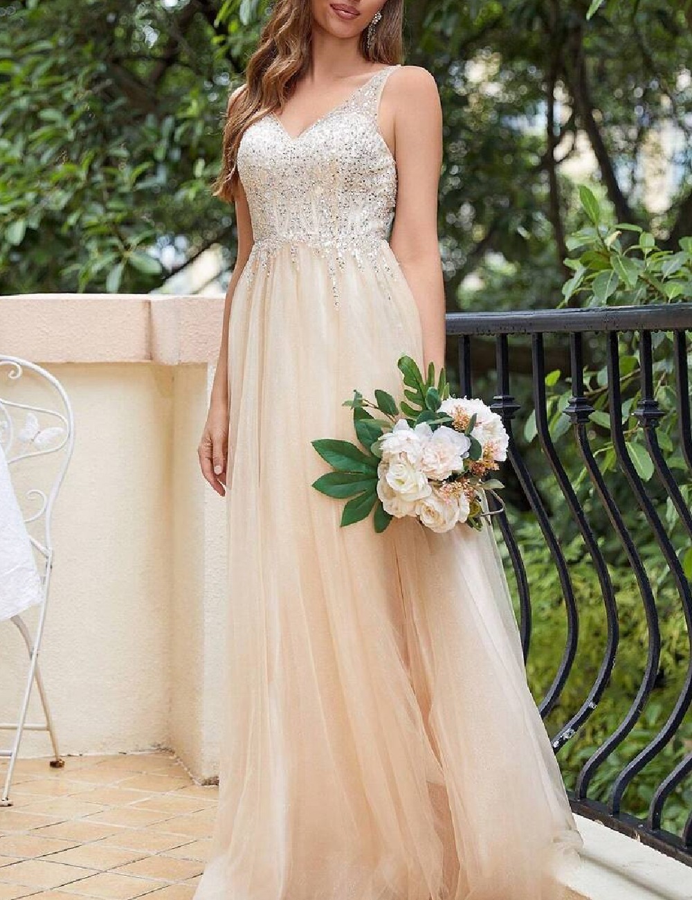 Rochie lunga SHEIN, crem - 1 | YEO