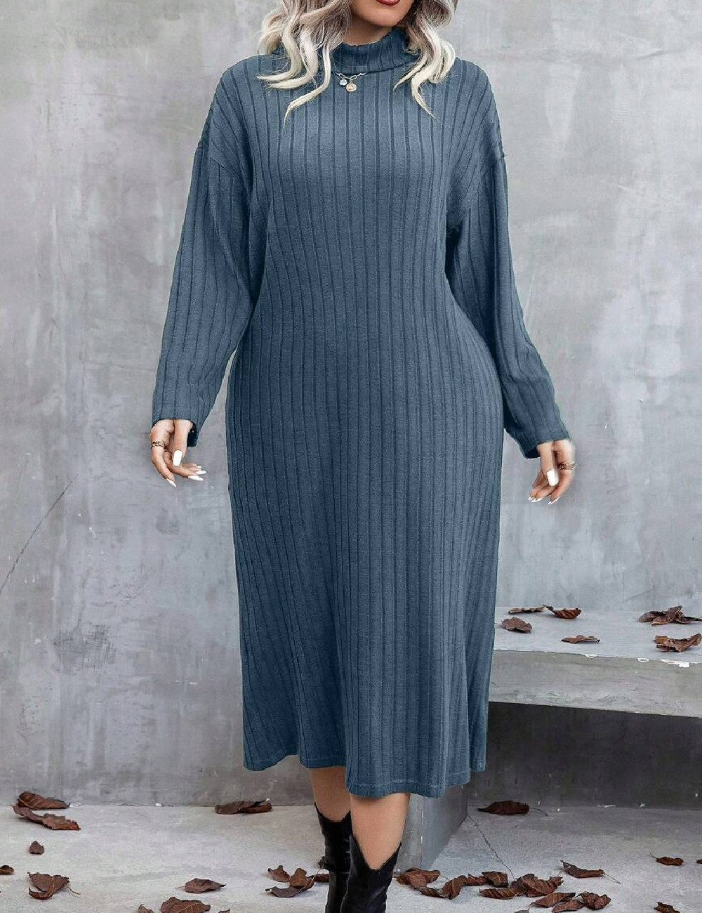Rochie medie SHEIN CURVE, albastru