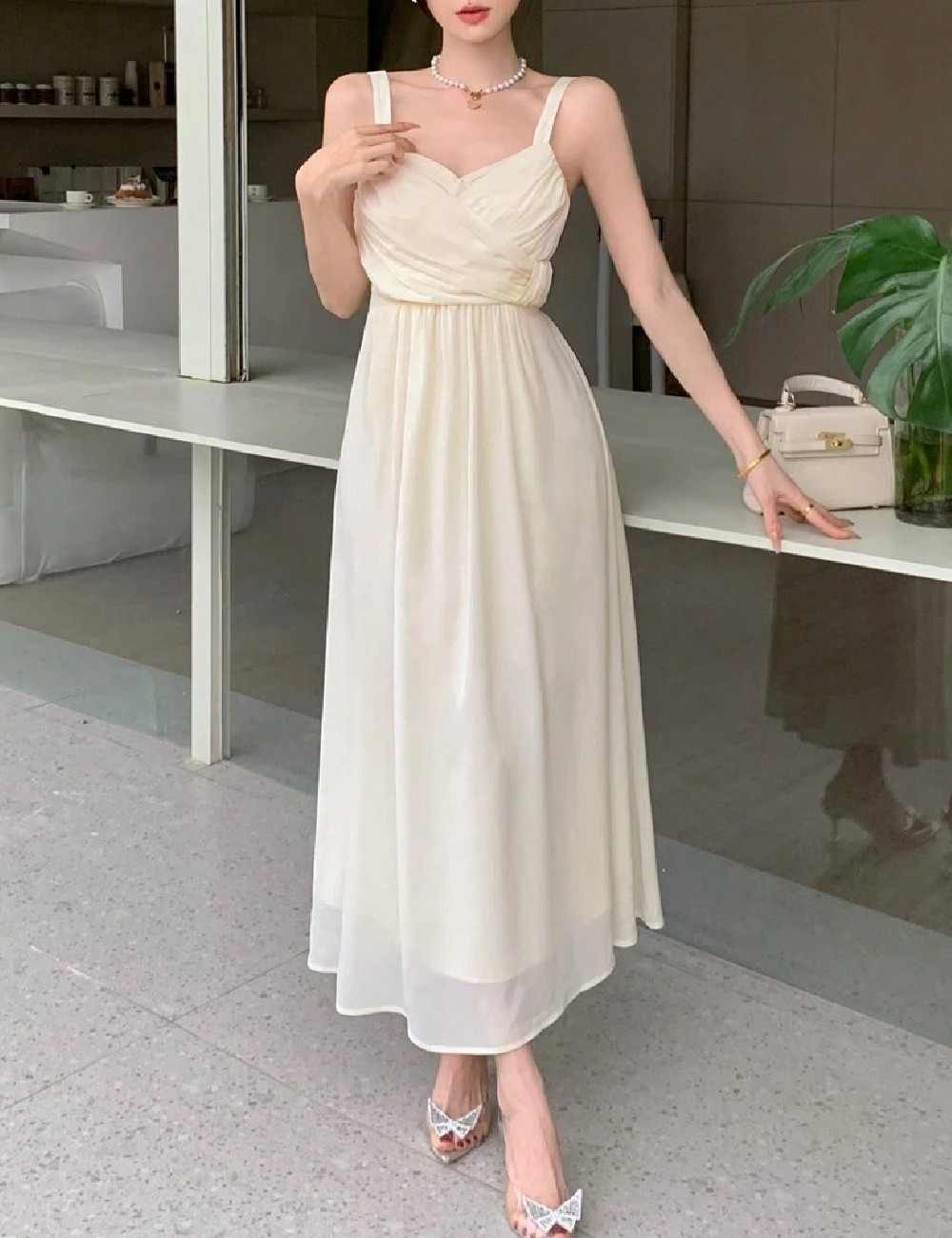 Rochie lunga Dazy, ecru - 1 | YEO