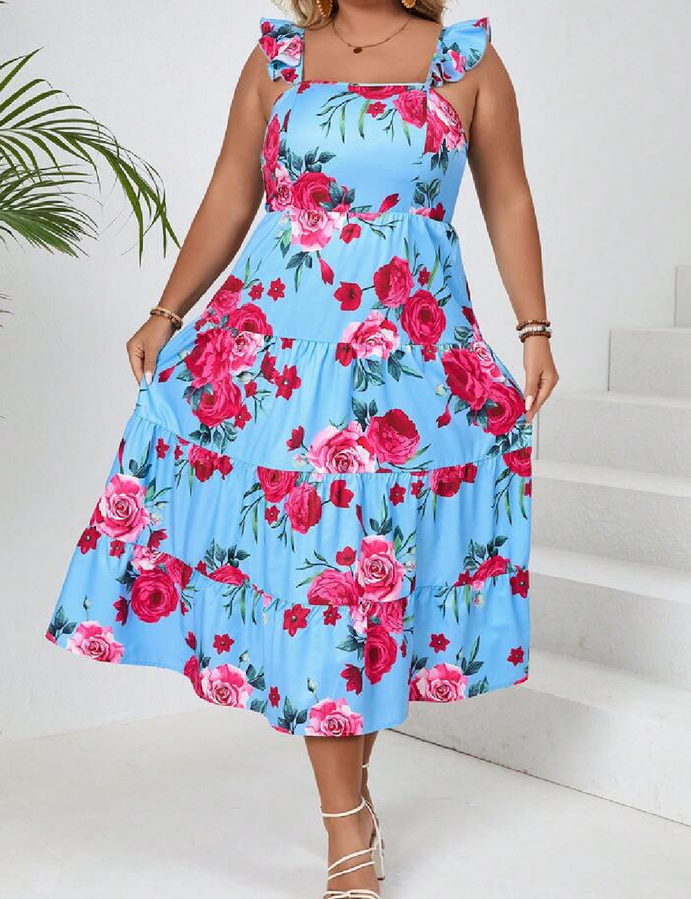 Rochie medie SHEIN CURVE, albastru