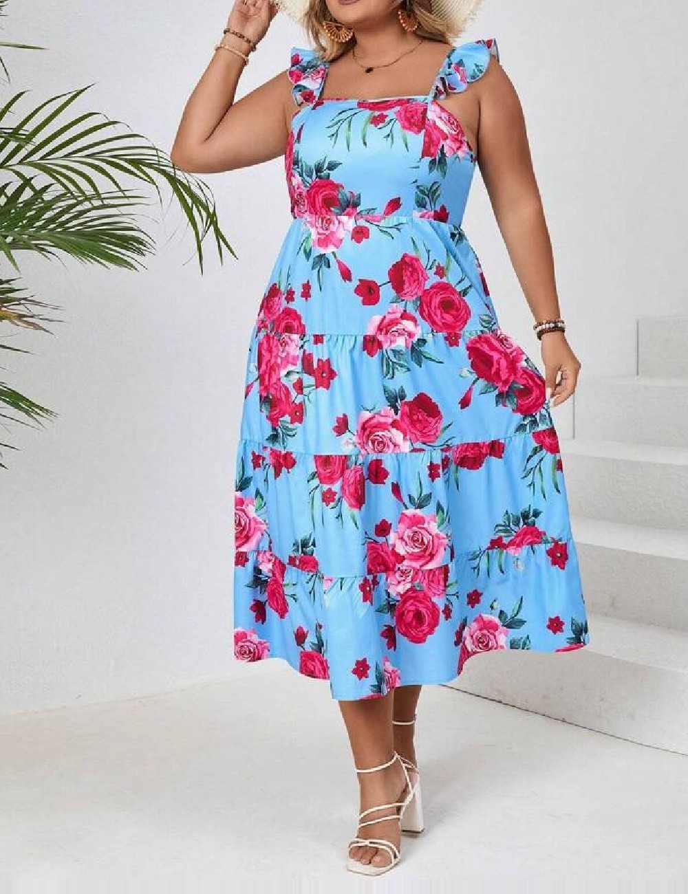 Rochie medie SHEIN CURVE, albastru - 1 | YEO