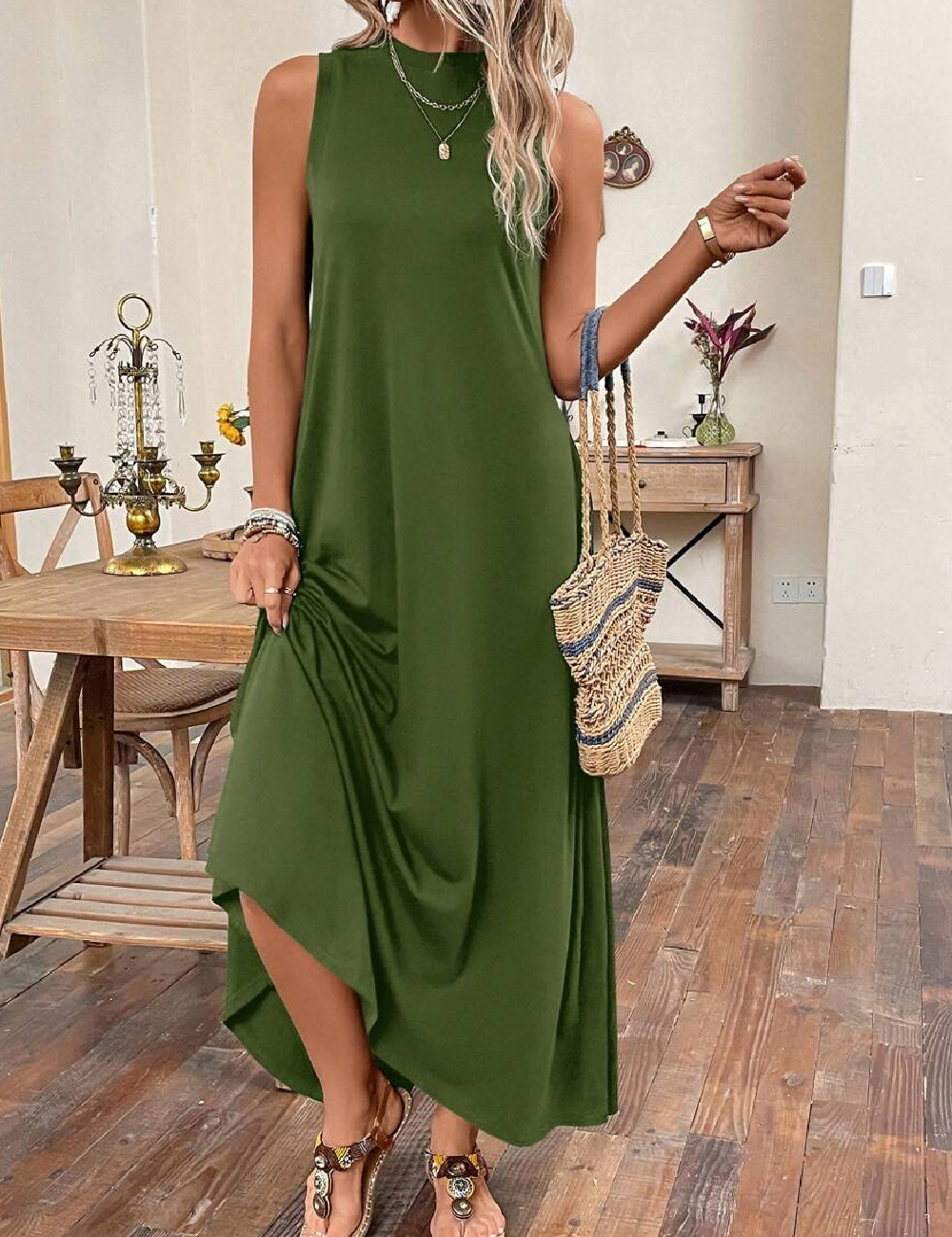 Rochie lunga SHEIN, verde