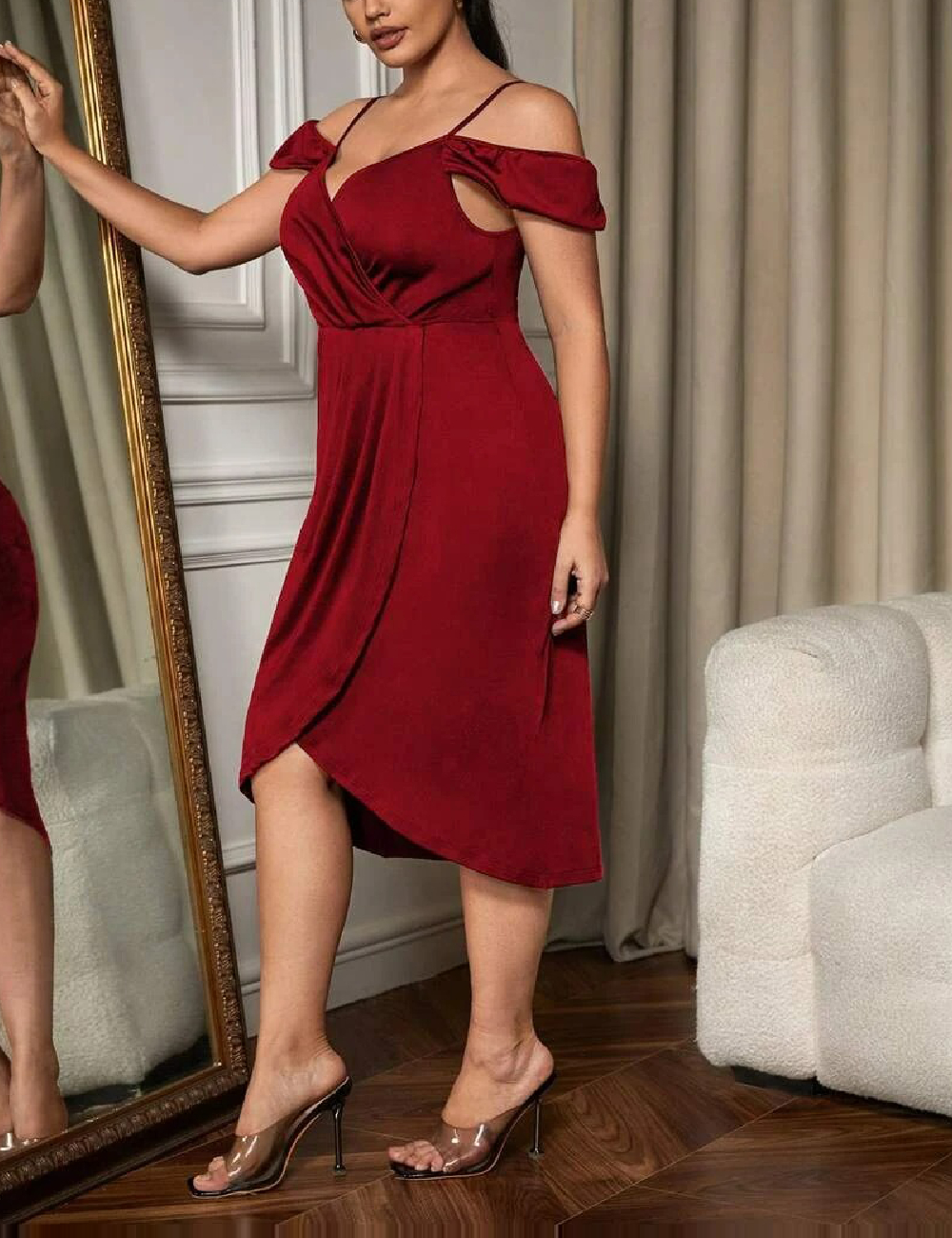 Rochie medie SHEIN CURVE, rosu
