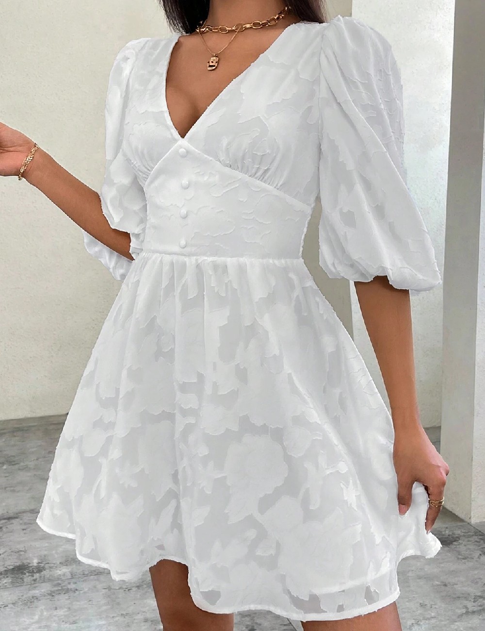 Rochie scurta SHEIN, alb - 1 | YEO
