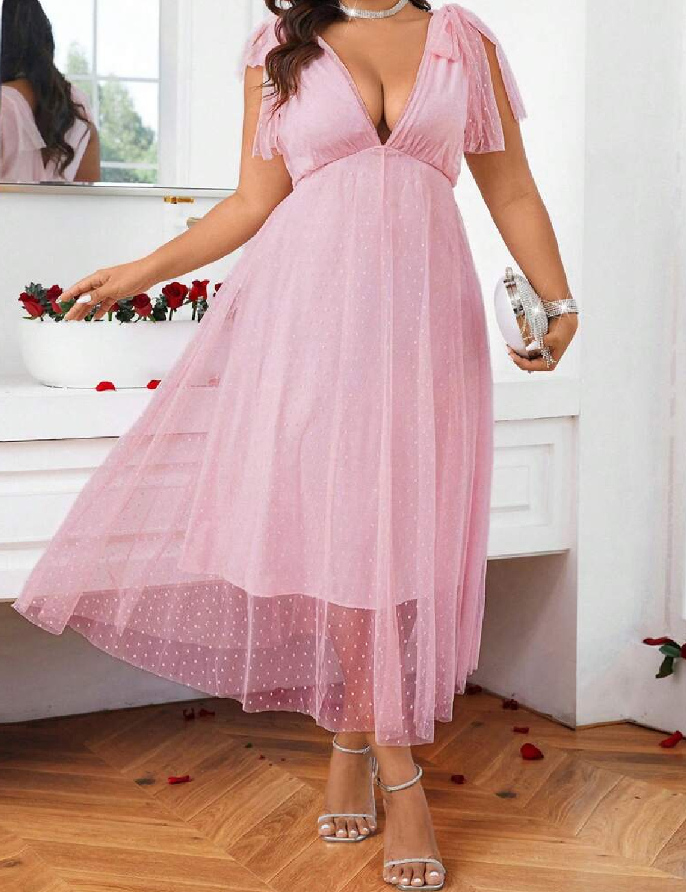Rochie medie SHEIN CURVE, roz - 1 | YEO