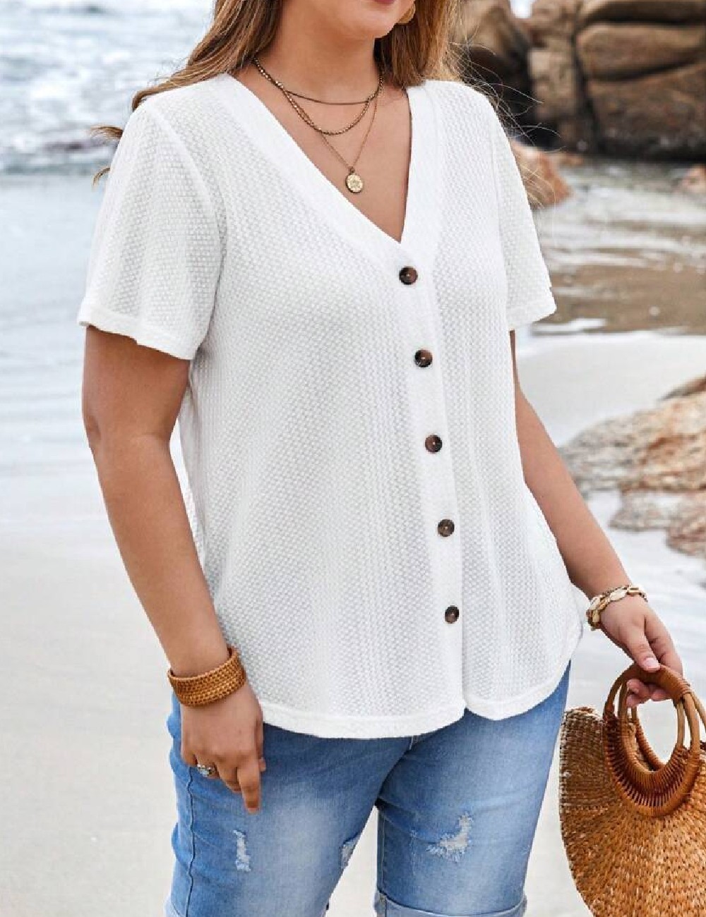 Bluza Emery Rose Curve, alb - 1 | YEO