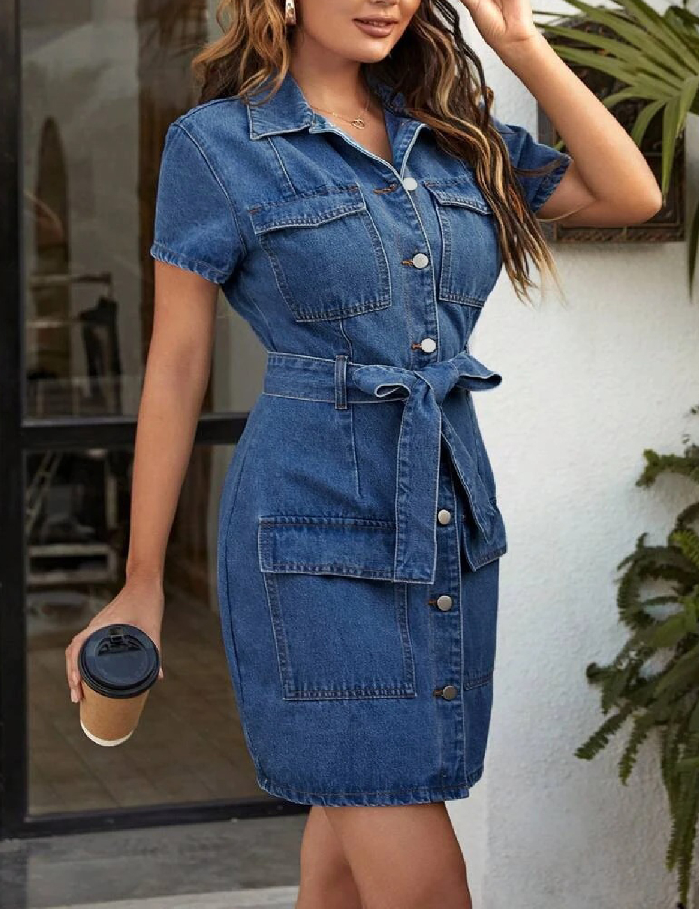 Rochie scurta SHEIN, albastru - 1 | YEO