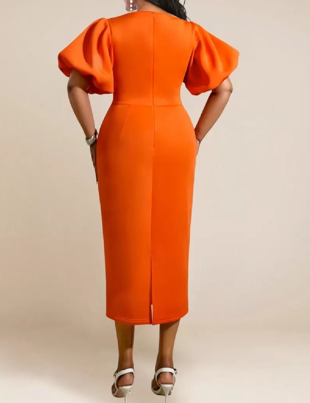 Rochie medie Aomei, portocaliu - 1 | YEO