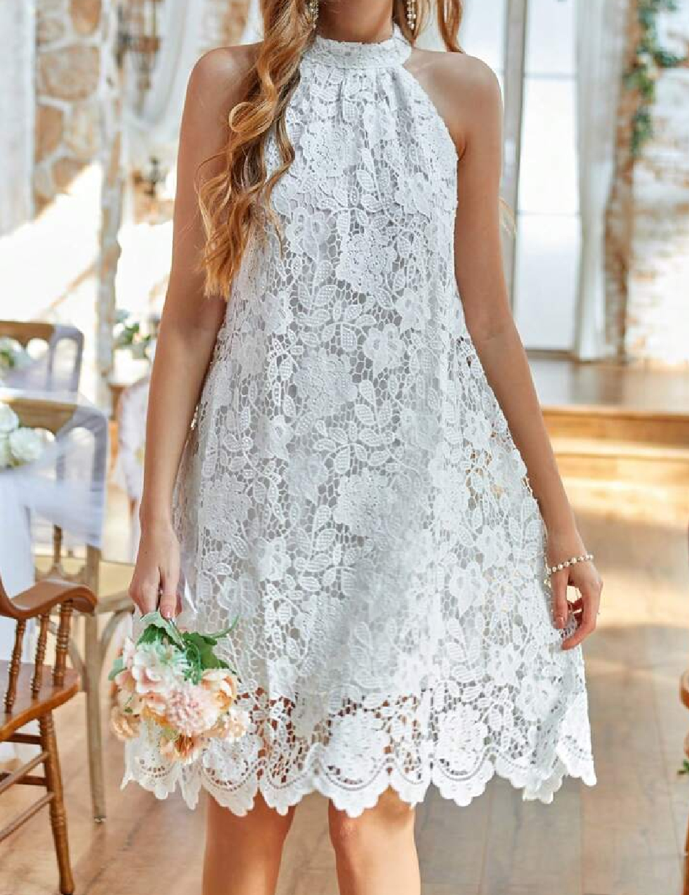 Rochie scurta SHEIN, alb - 1 | YEO