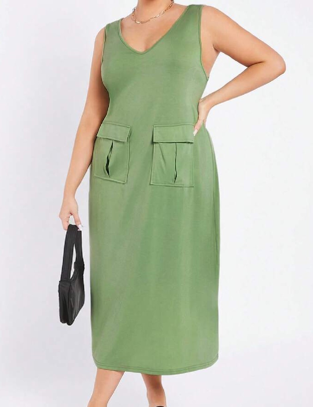 Rochie medie SHEIN CURVE, verde - 1 | YEO