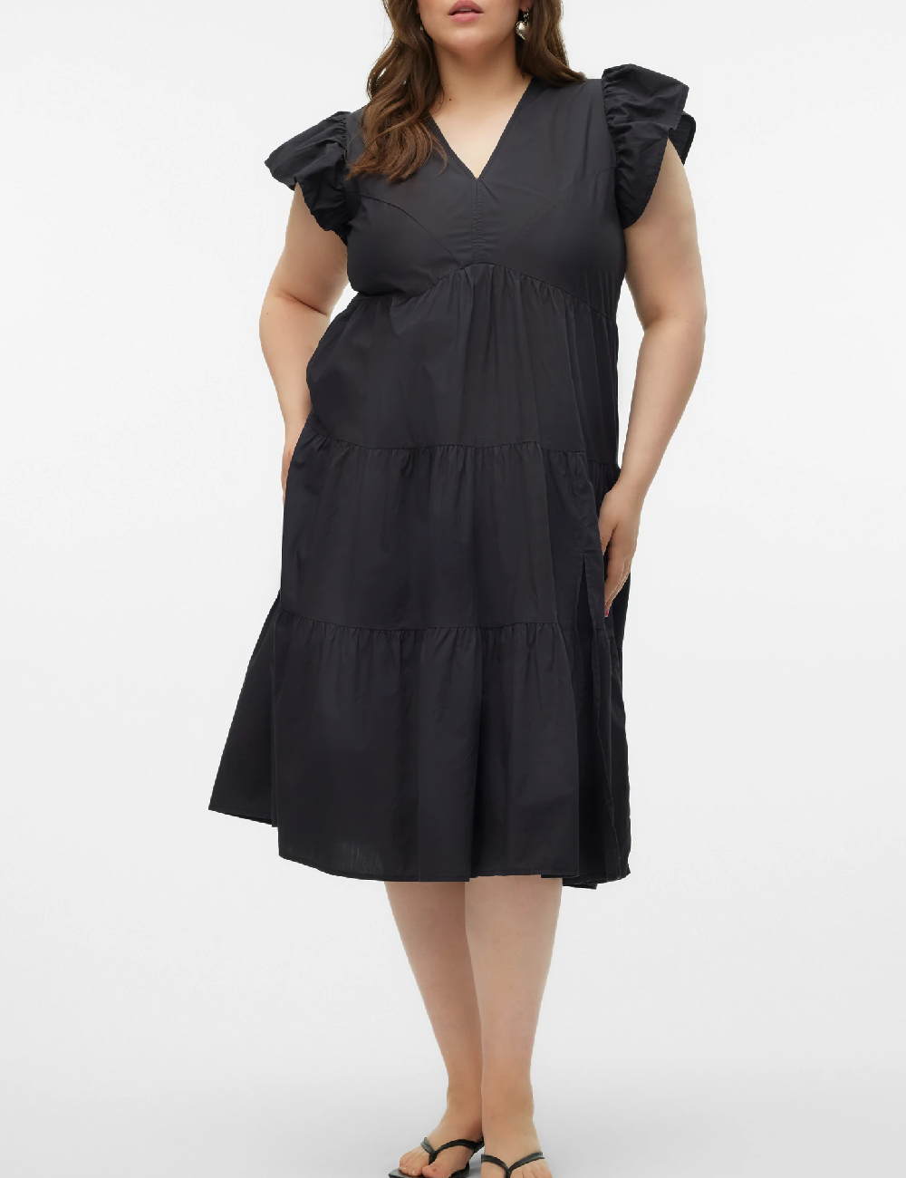 Rochie medie Vero Moda Curve, negru