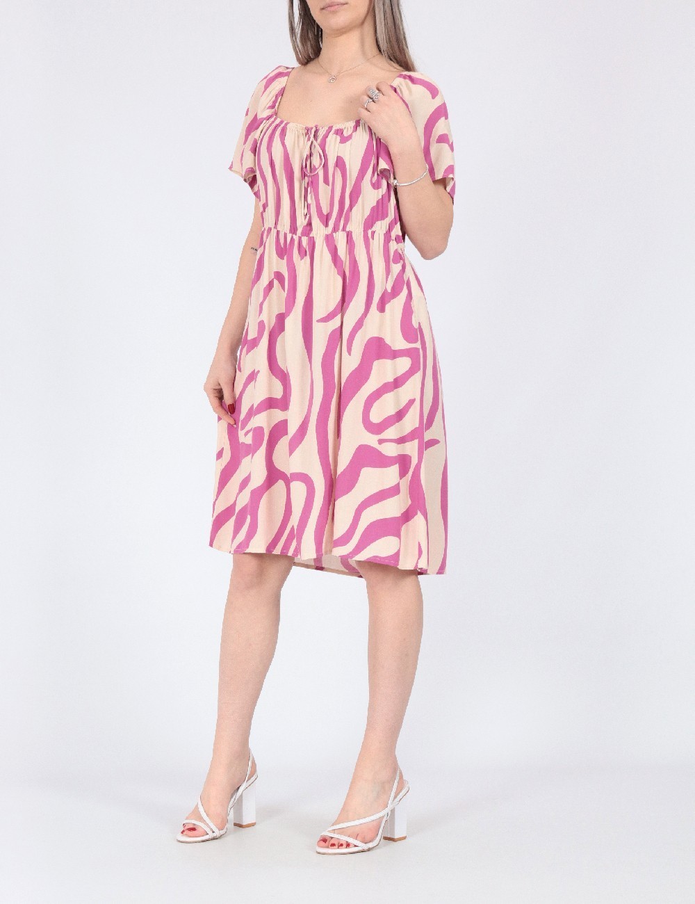 Rochie scurta Jacqueline de Yong, crem/roz - 1 | YEO