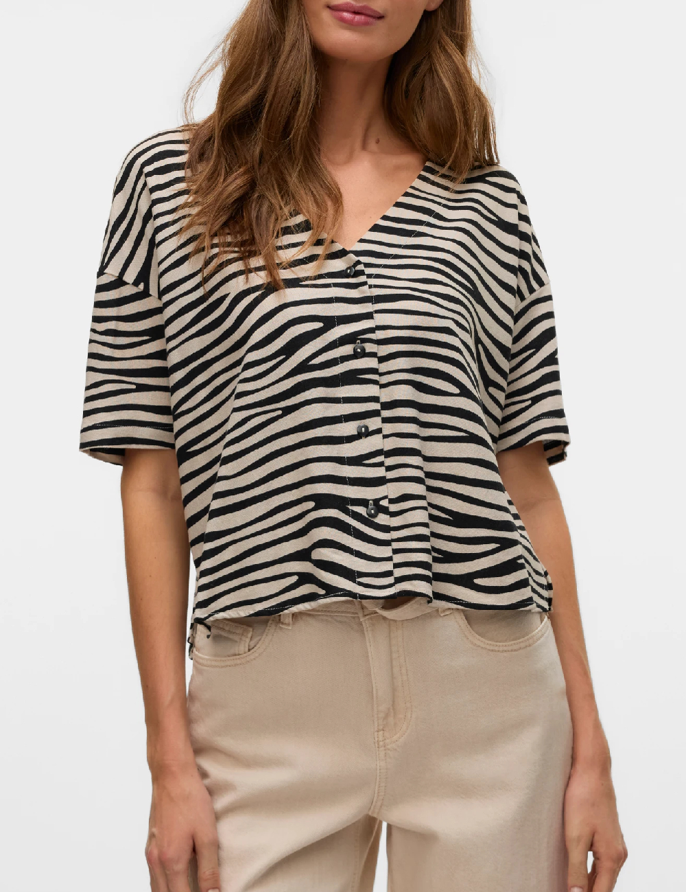 Camasa Vero Moda, crem/negru
