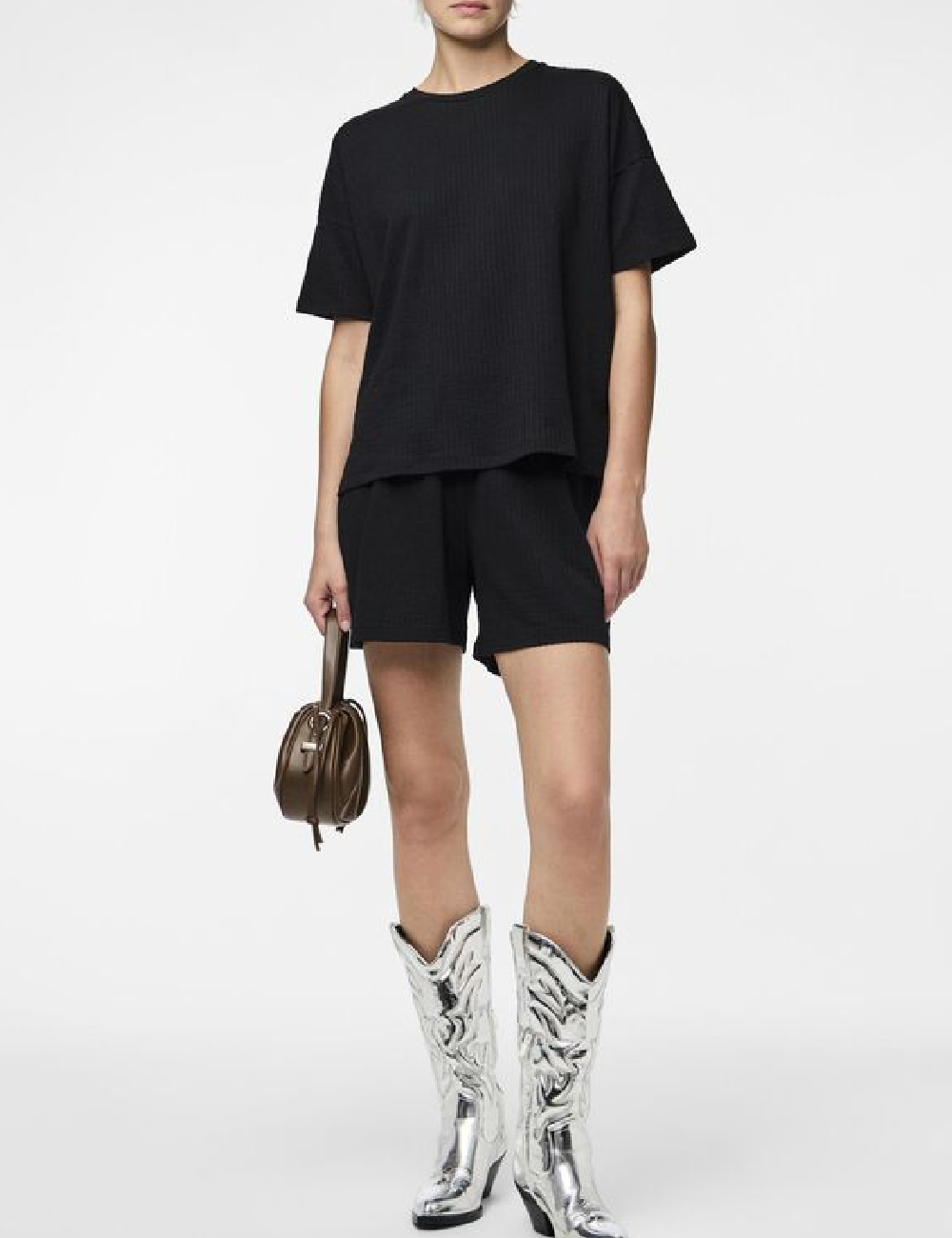 Tricou Oversize Pieces, negru