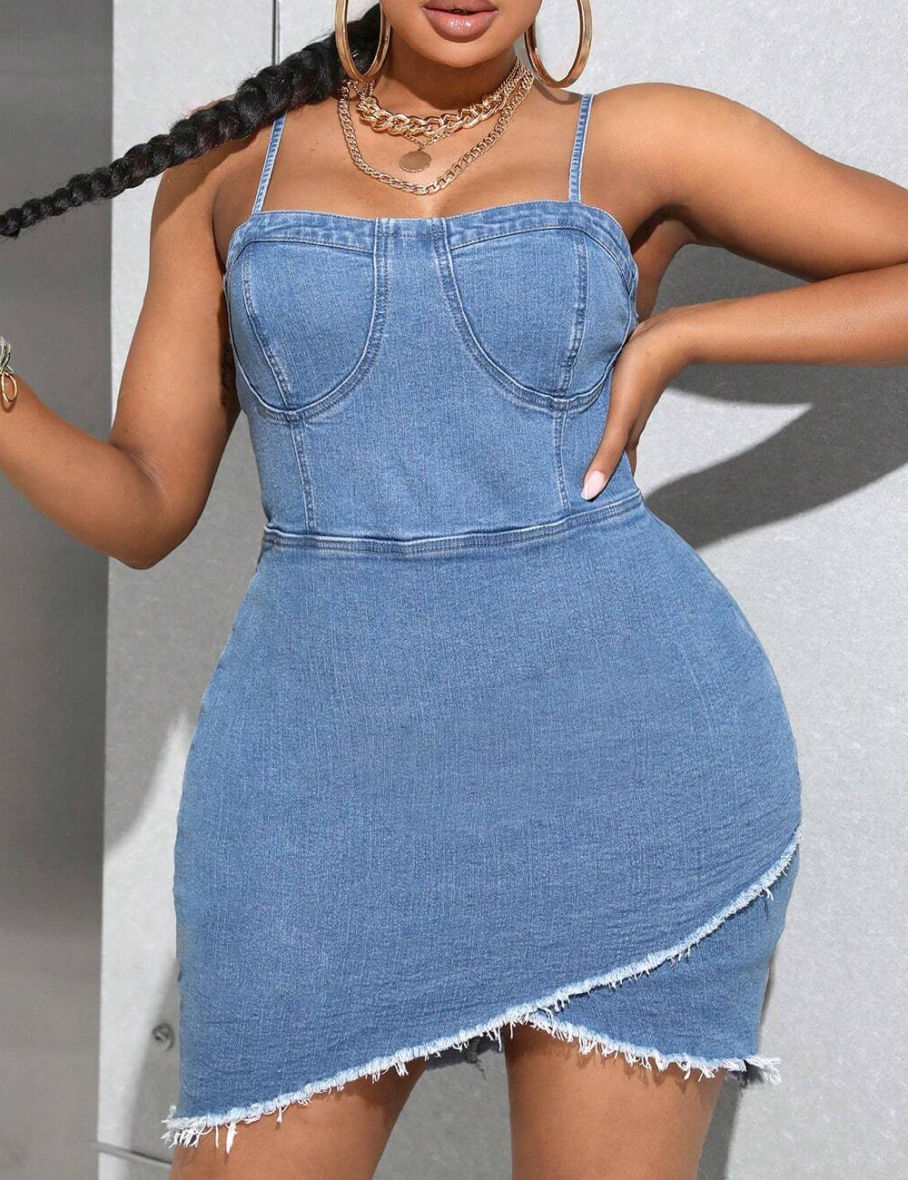 Rochie scurta SHEIN CURVE, albastru