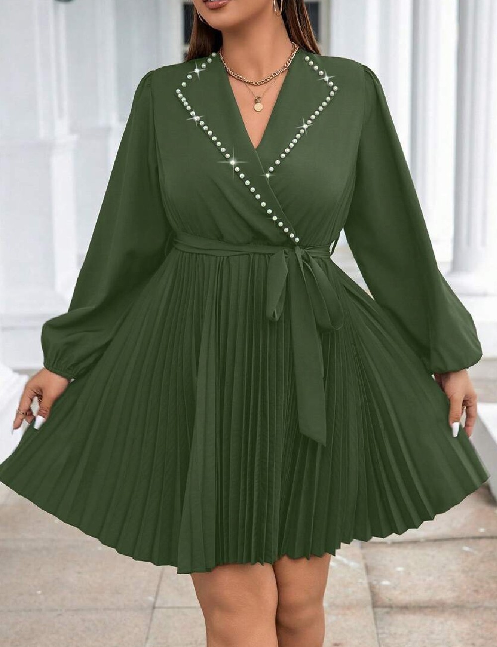 Rochie scurta SHEIN CURVE, verde - 1 | YEO