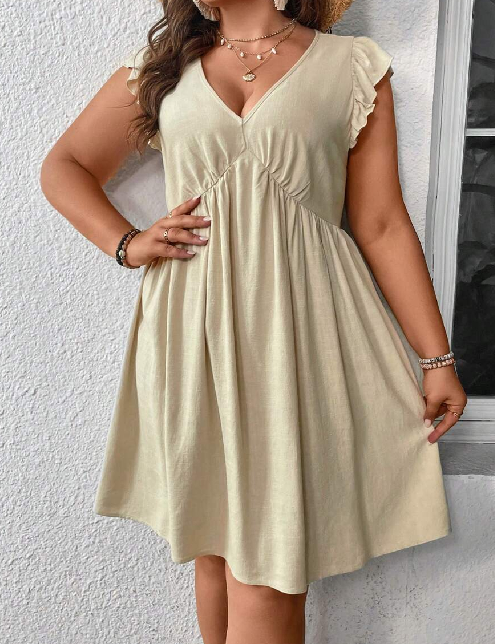 Rochie scurta SHEIN CURVE, crem