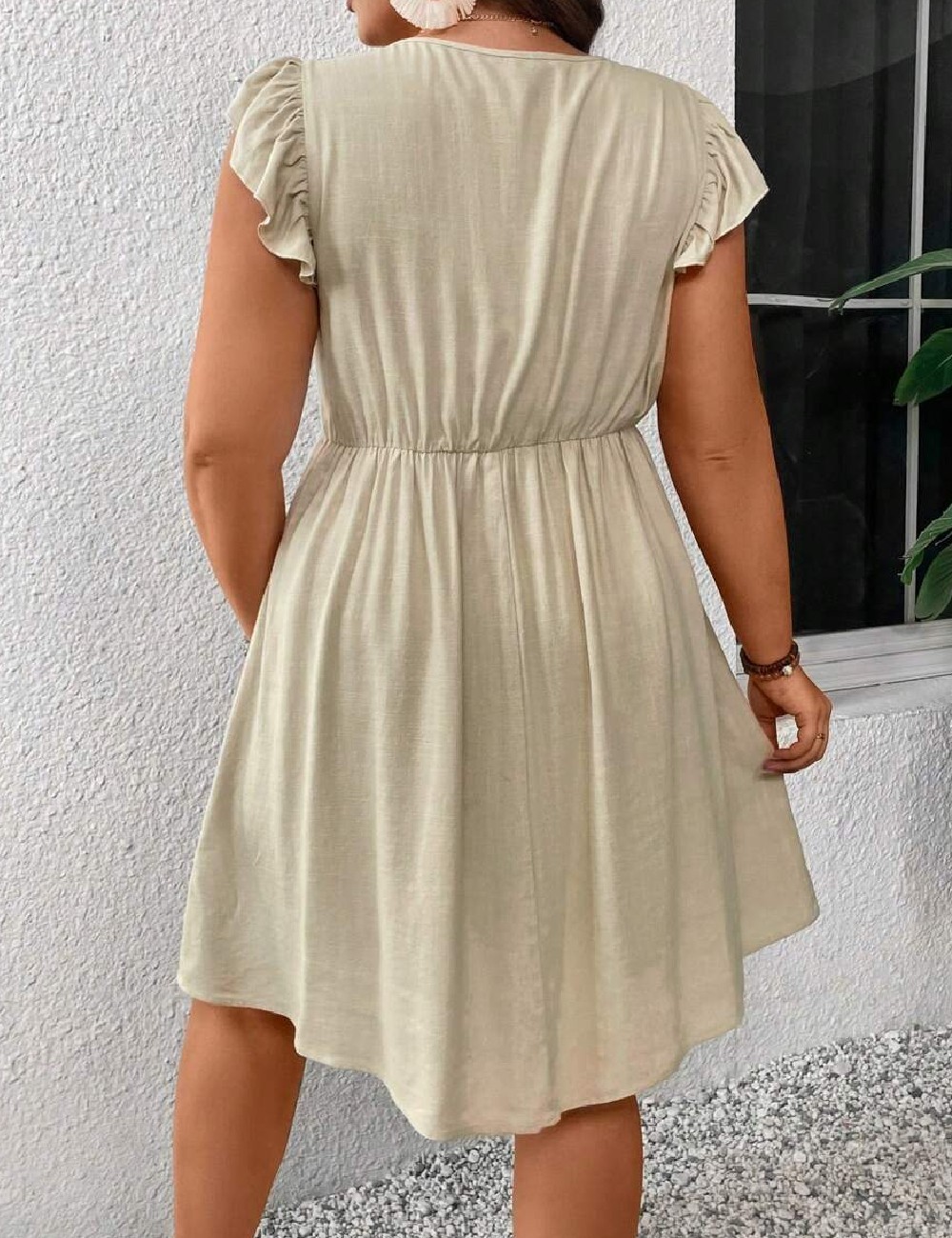 Rochie scurta SHEIN CURVE, crem - 1 | YEO