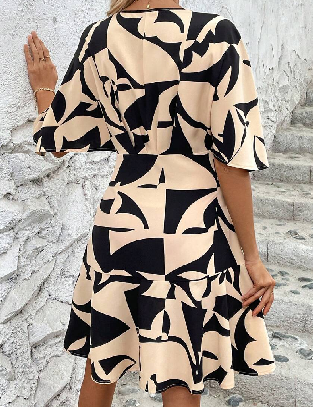 Rochie scurta SHEIN, crem/negru - 1 | YEO