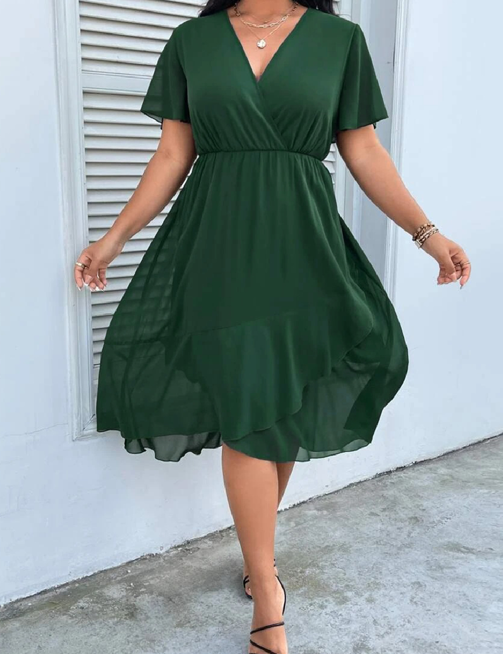 Rochie medie SHEIN CURVE, verde