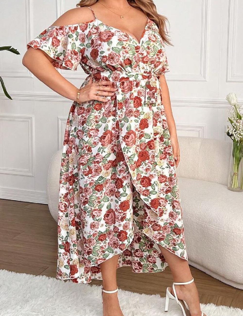 Rochie medie SHEIN CURVE, floral print - 1 | YEO
