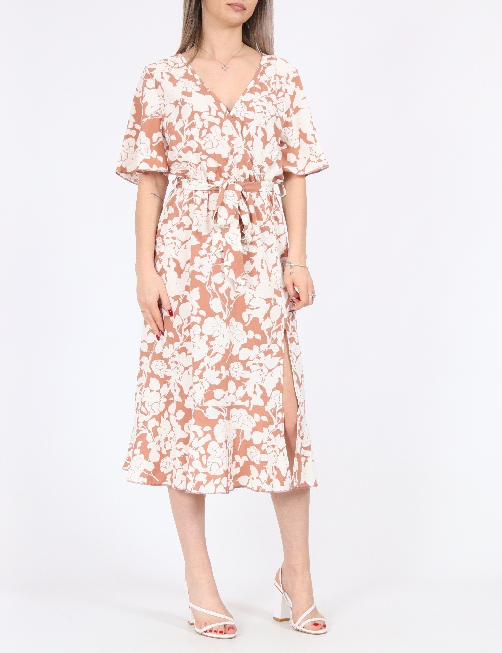 Rochie medie SHEIN, maro/alb - 1 | YEO