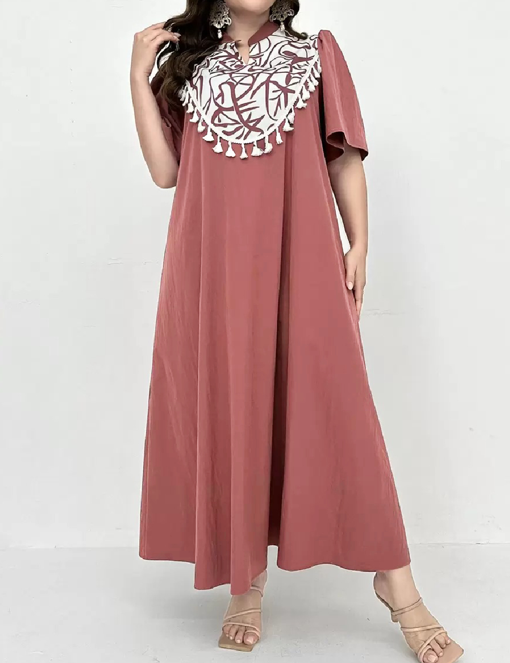 Rochie lunga SHEIN CURVE, roz pudra inchis