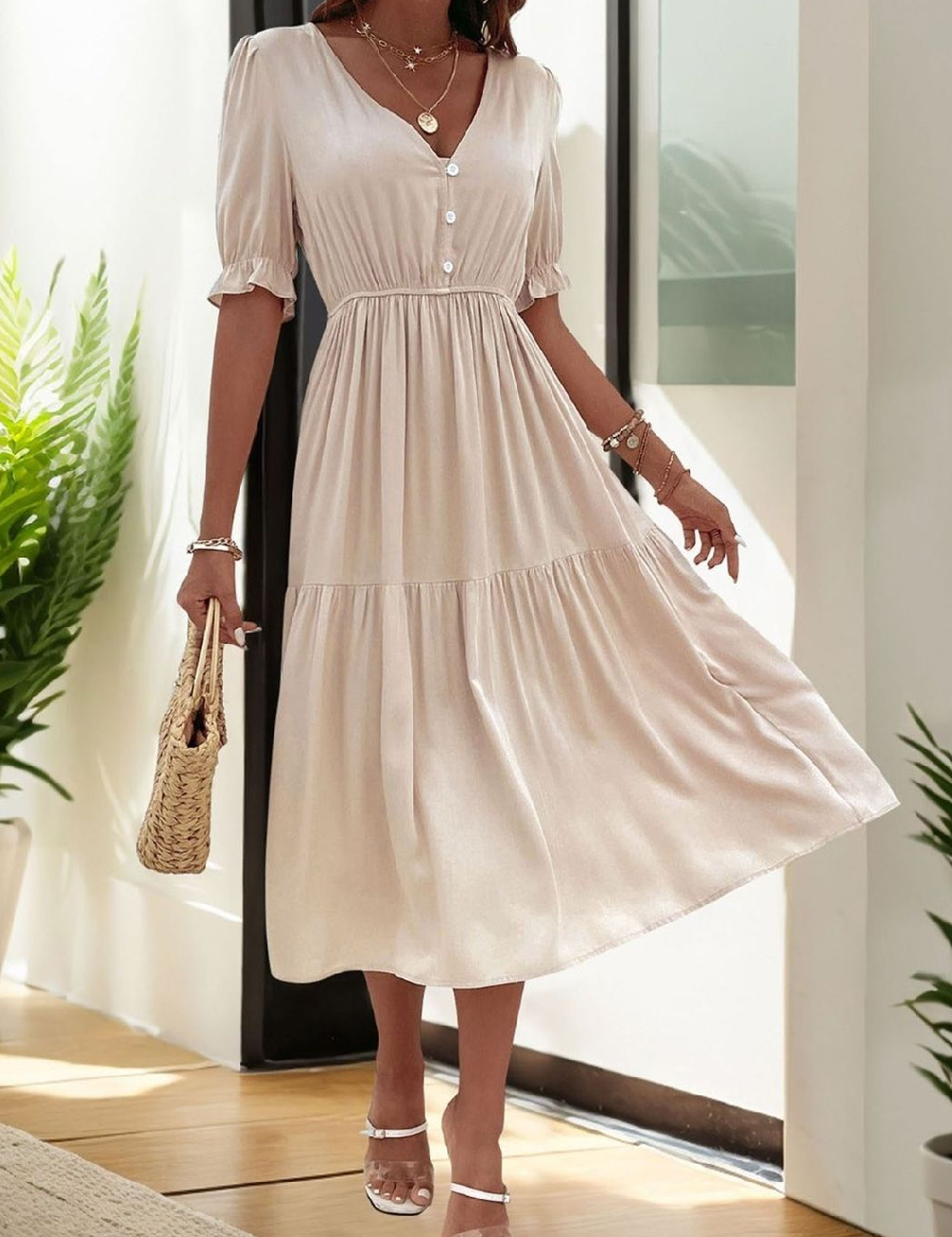 Rochie medie SHEIN, crem