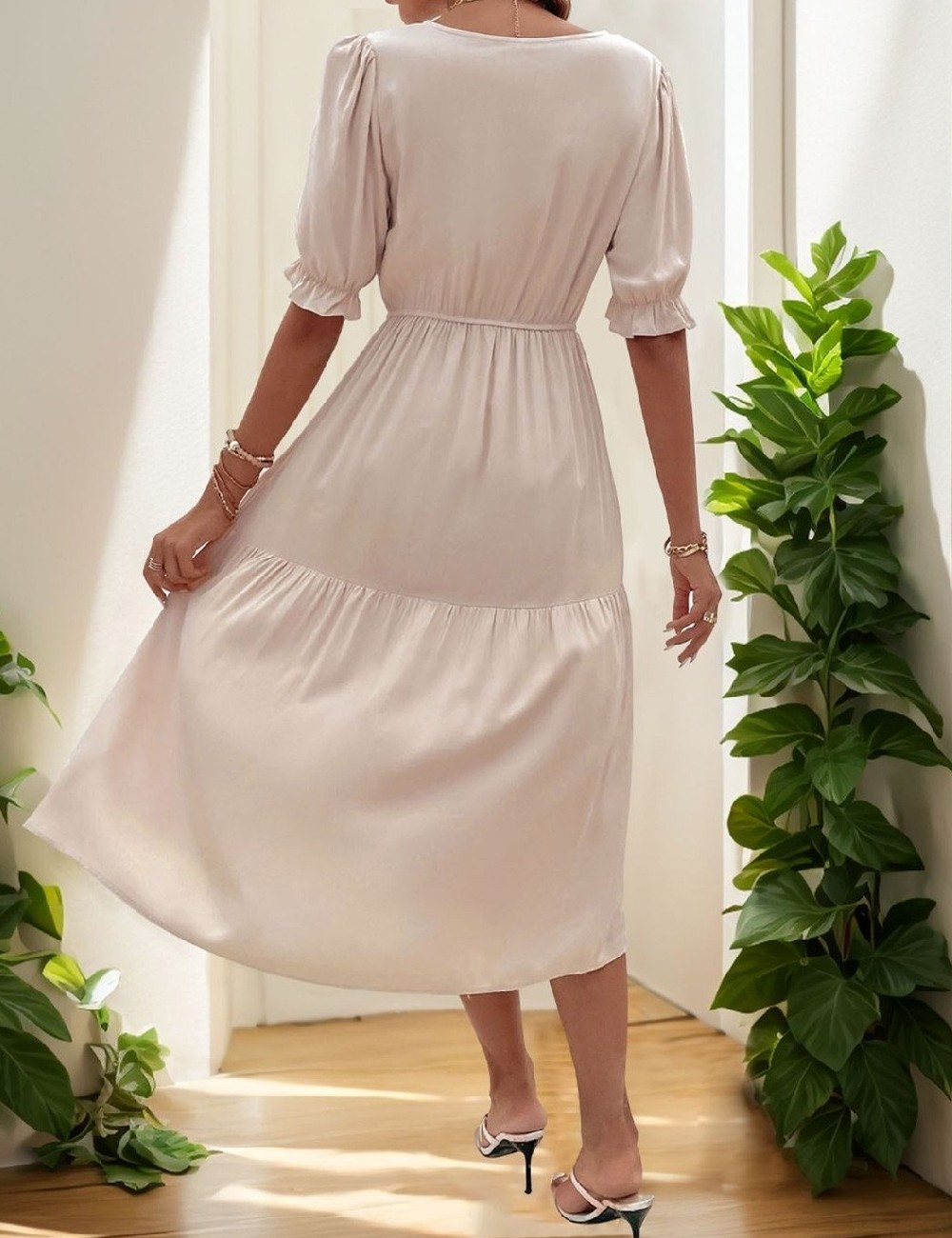 Rochie medie SHEIN, crem - 1 | YEO