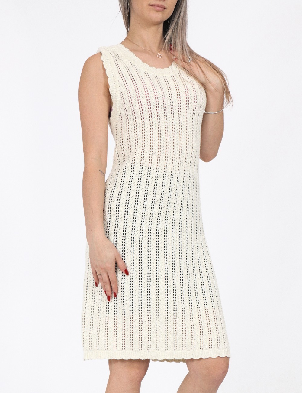 Rochie scurta Noisy May, crem - 1 | YEO