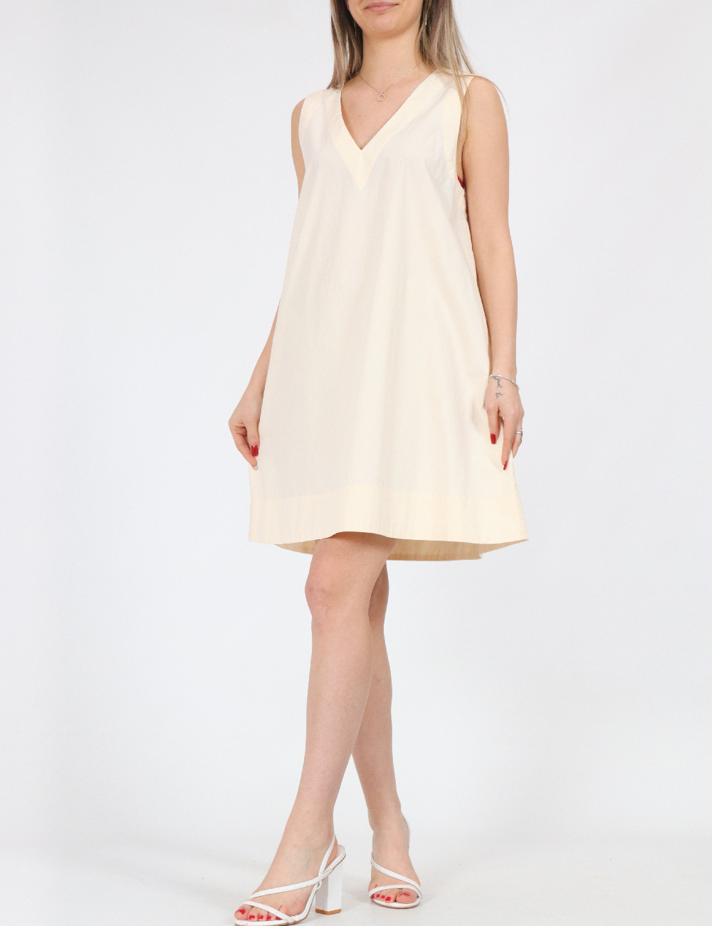 Rochie scurta Pieces, crem
