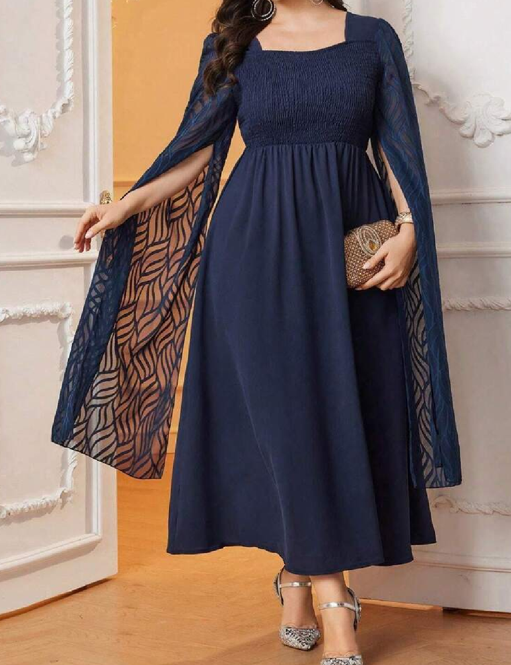 Rochie lunga SHEIN CURVE, bleumarin