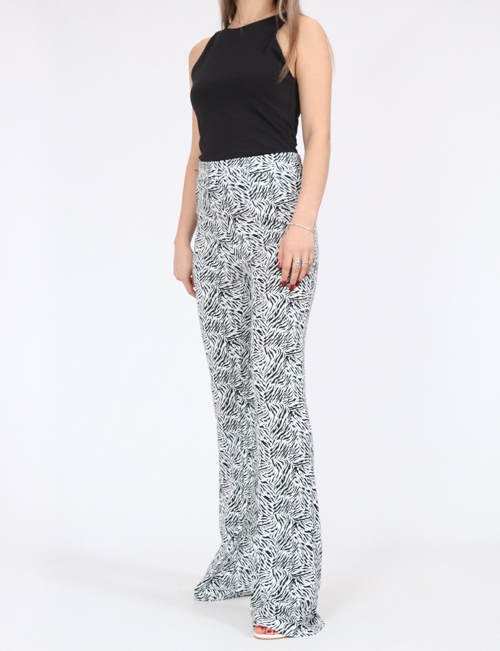 Pantaloni Noisy May, alb/negru - 1 | YEO