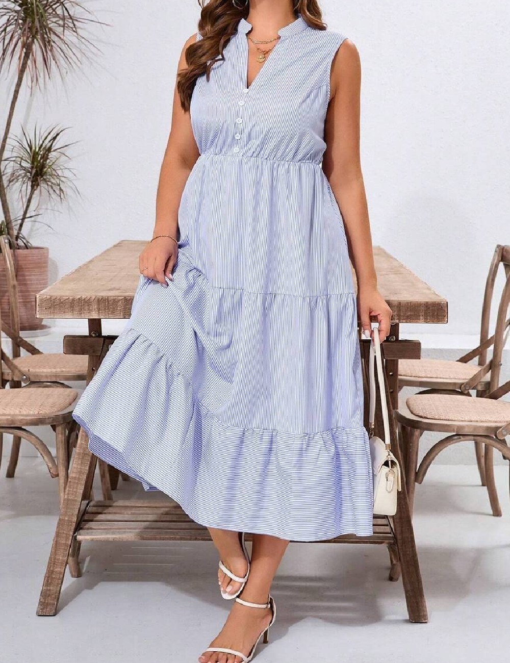 Rochie medie SHEIN CURVE, albastru - 1 | YEO