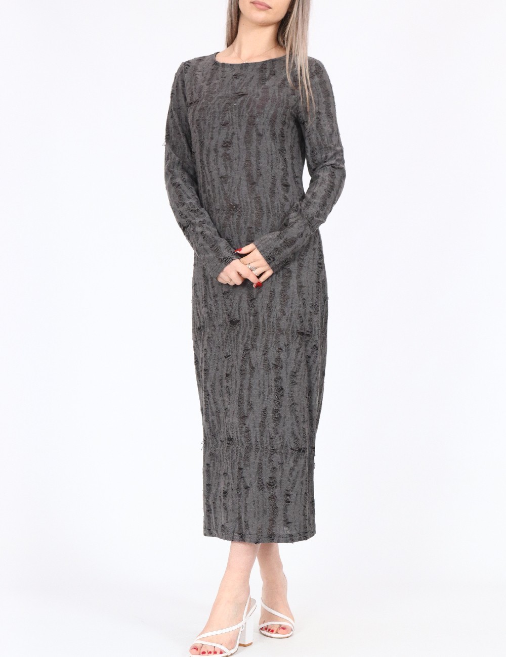 Rochie lunga Noisy May, gri - 1 | YEO