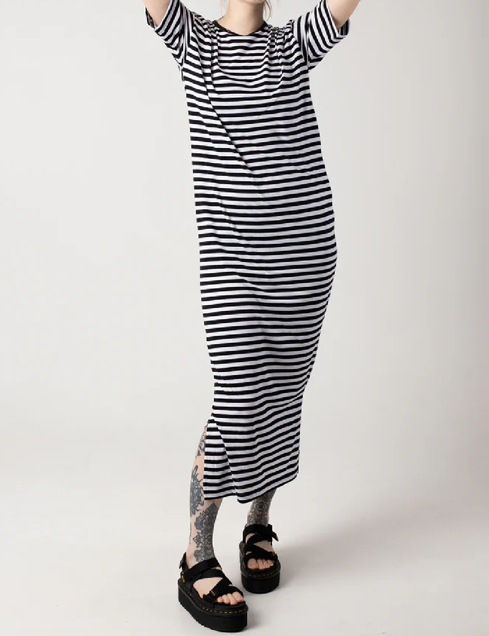 Rochie lunga Noisy May, alb/negru