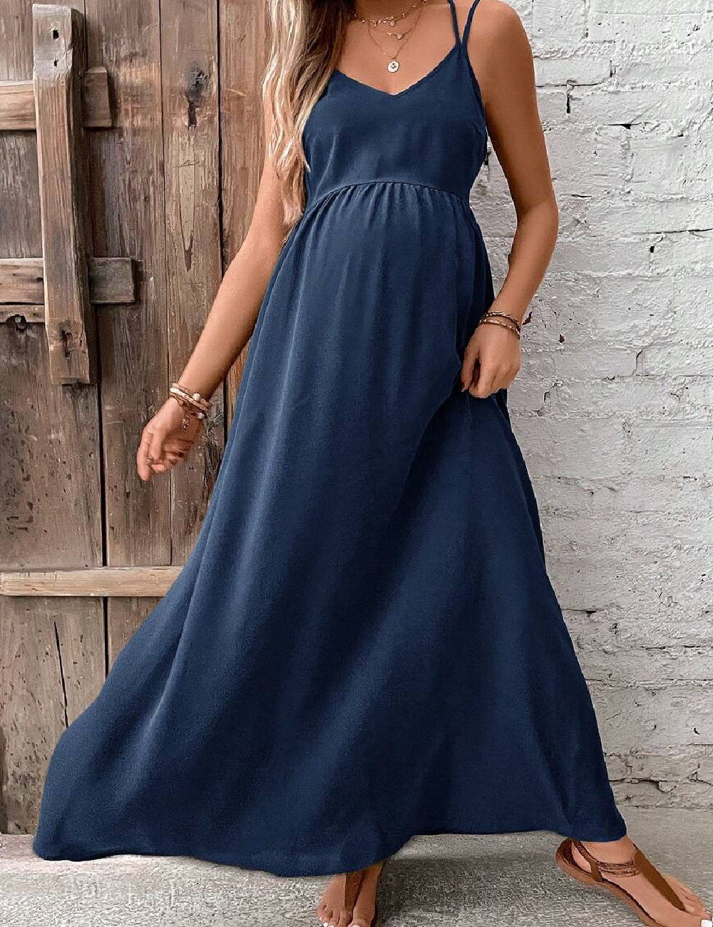 Rochie lunga SHEIN Maternity, albastru
