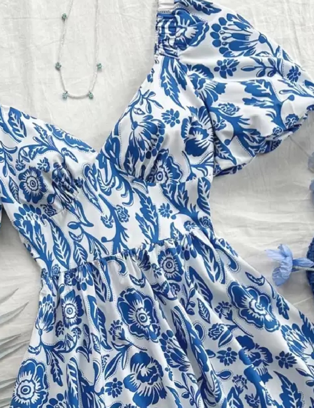 Rochie scurta SHEIN, alb/albastru - 1 | YEO