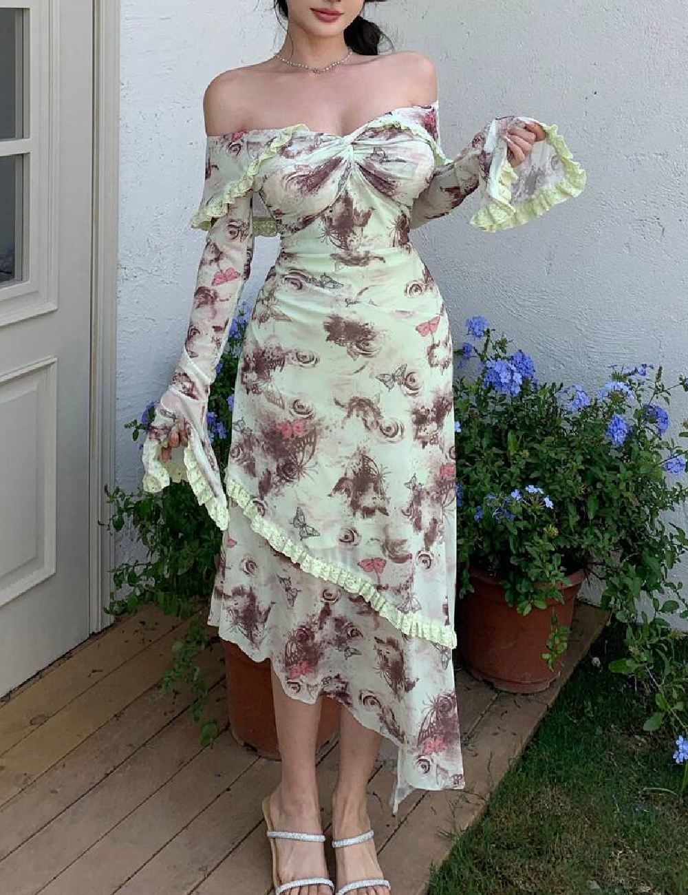 Rochie medie Dazy, verde - 1 | YEO