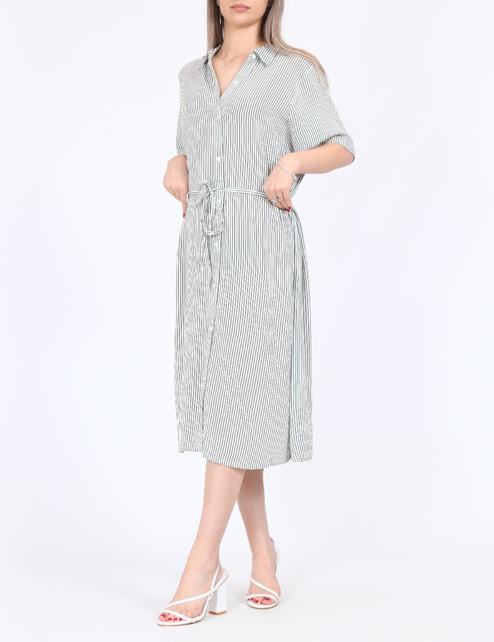 Rochie medie Vila, alb - 1 | YEO
