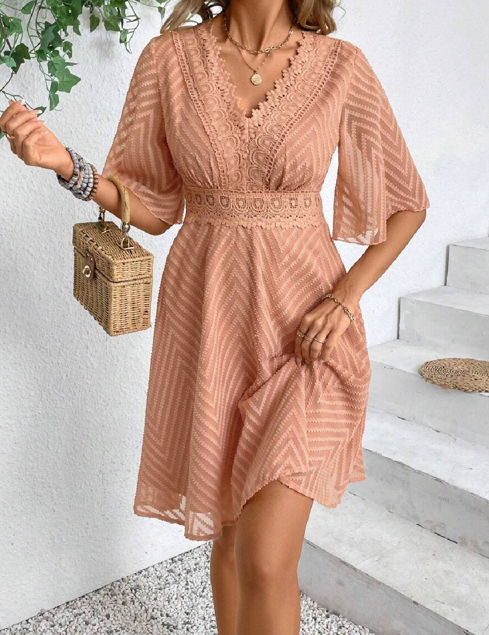 Rochie scurta SHEIN, crem