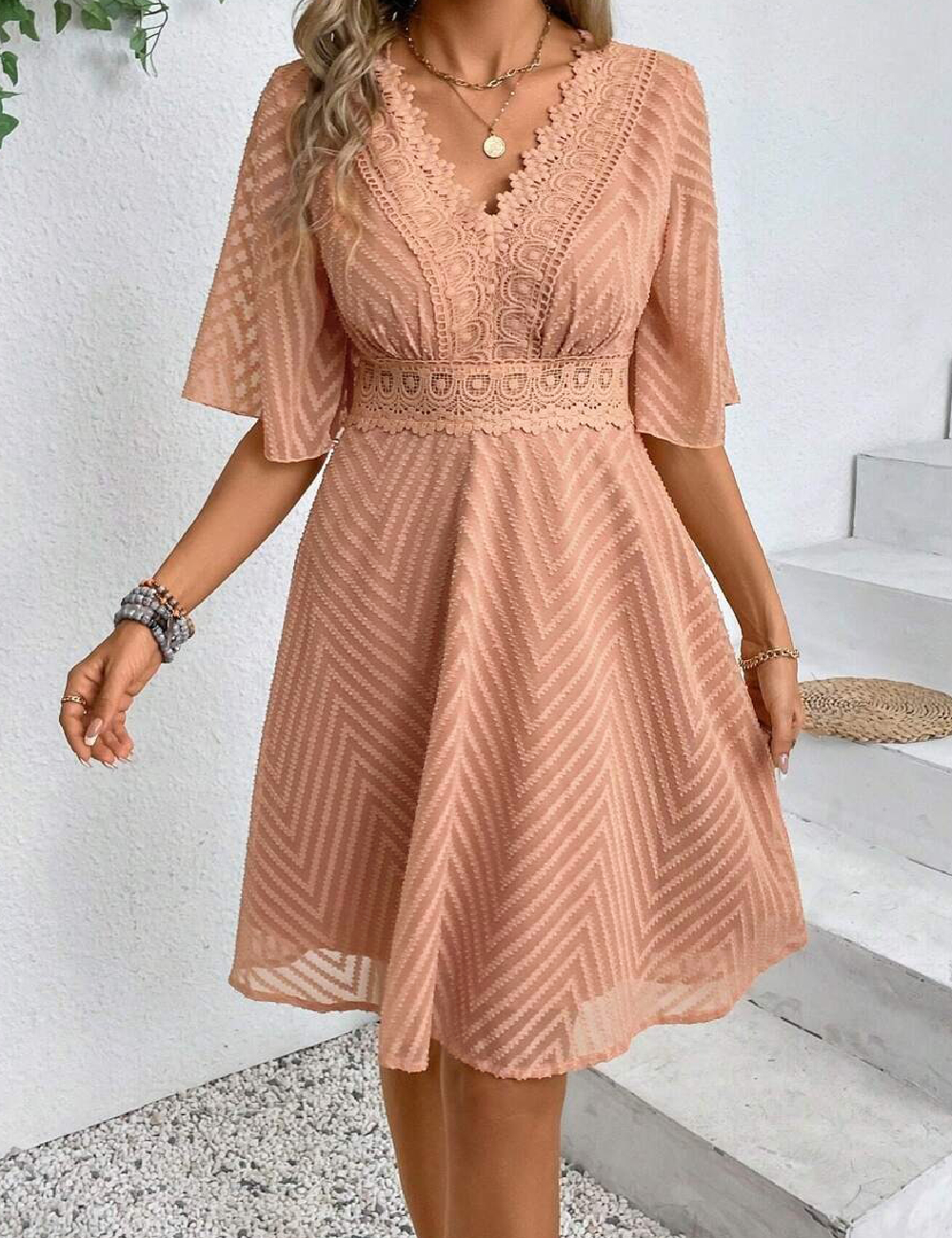 Rochie scurta SHEIN, crem - 1 | YEO