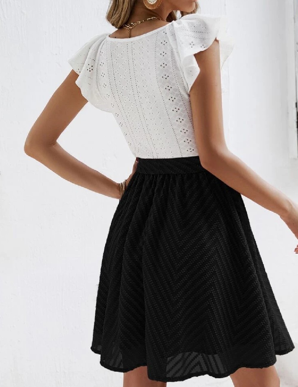 Rochie scurta SHEIN, alb/negru - 1 | YEO