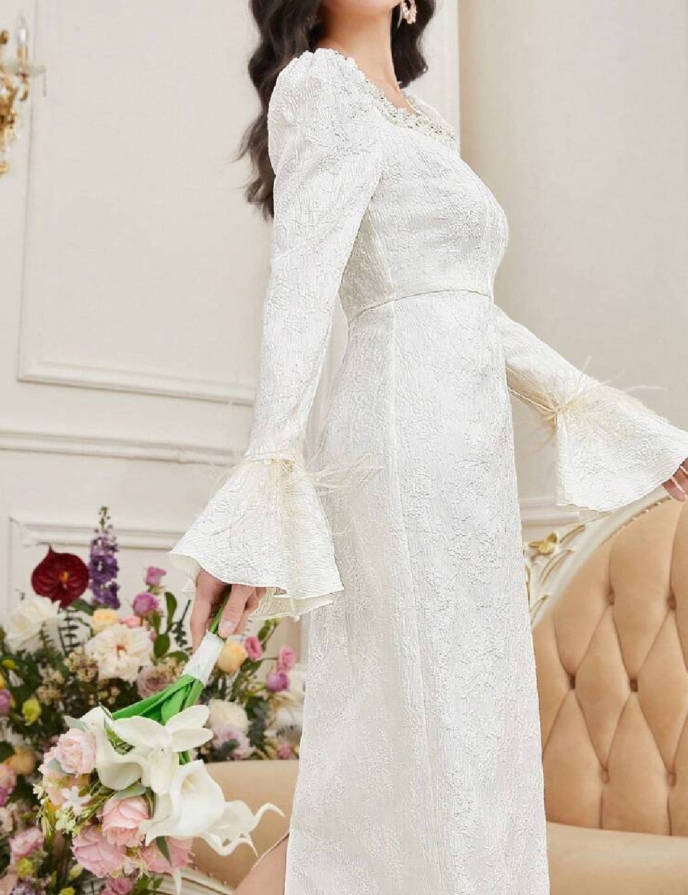 Rochie lunga SHEIN, ecru - 1 | YEO