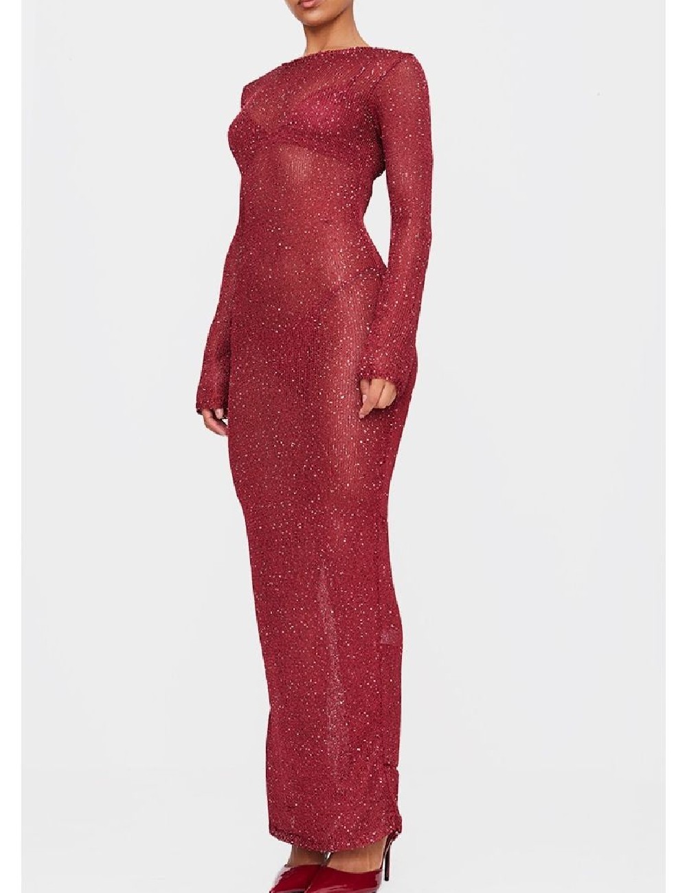 Rochie lunga PRETTYLITTLETHING, rosu - 1 | YEO