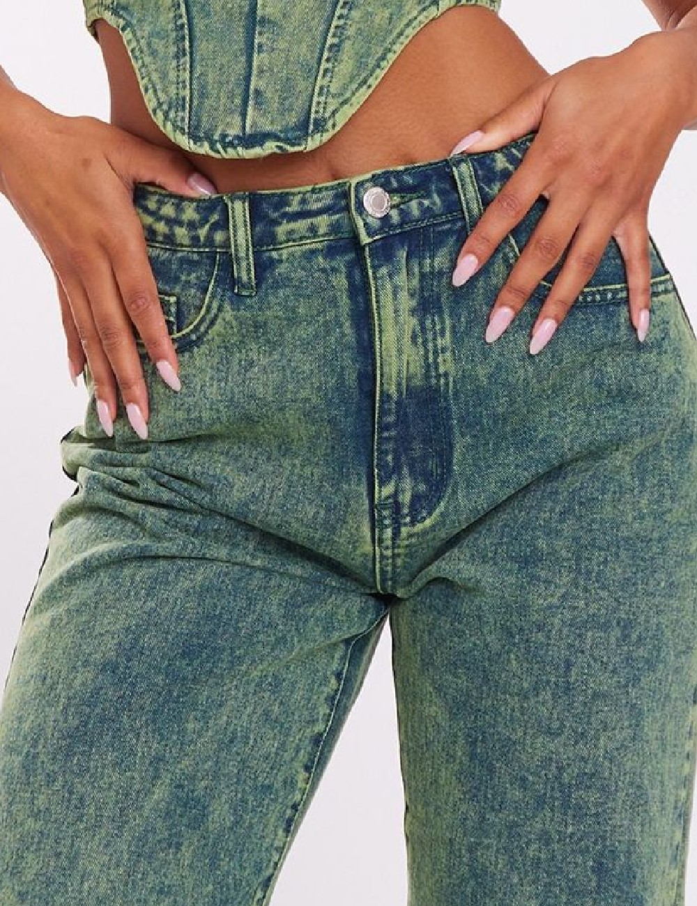 Blugi PRETTYLITTLETHING, verde - 1 | YEO