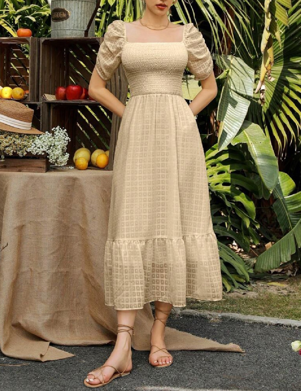 Rochie lunga SHEIN, crem - 1 | YEO