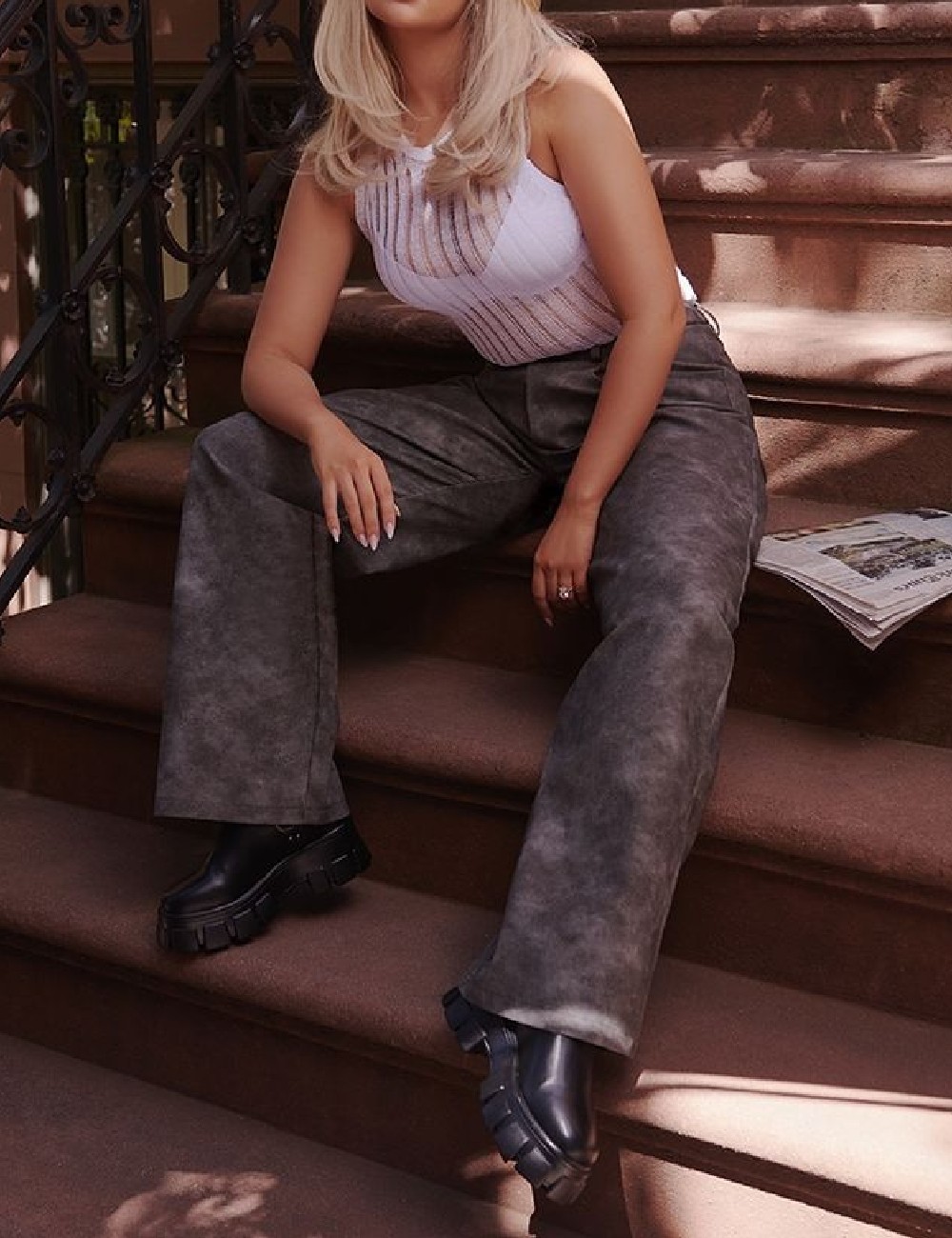 Pantaloni PrettyLittleThing, gri - 1 | YEO