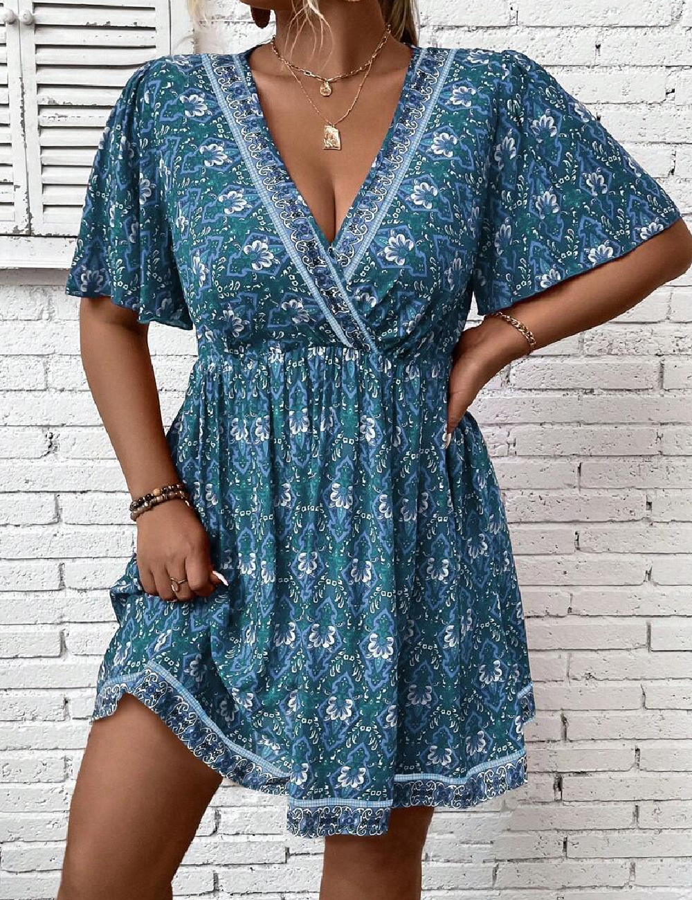 Rochie scurta SHEIN CURVE, albastru