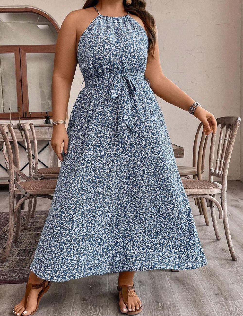 Rochie lunga SHEIN CURVE, albastru